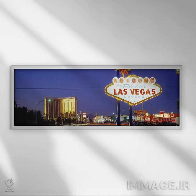 تابلو Las Vegas Nevada, USA,تابلوی معروف لاسوگاس، نوادا، آمریکا اثر پانورامیک ایمجز (استودیو عکاسی عریض) - نمای قابدار سفید
