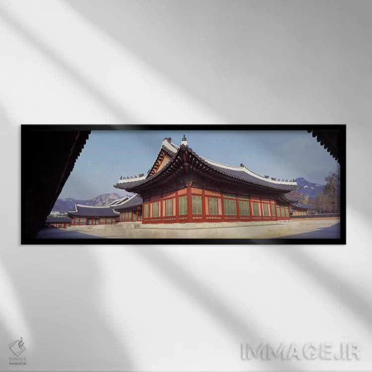 تابلو Seoul, South Korea, Korea,حیاط کاخ گیونگبوک، سئول، کره جنوبی اثر پانورامیک ایمجز (استودیو عکاسی عریض) - نمای قابدار مشکی
