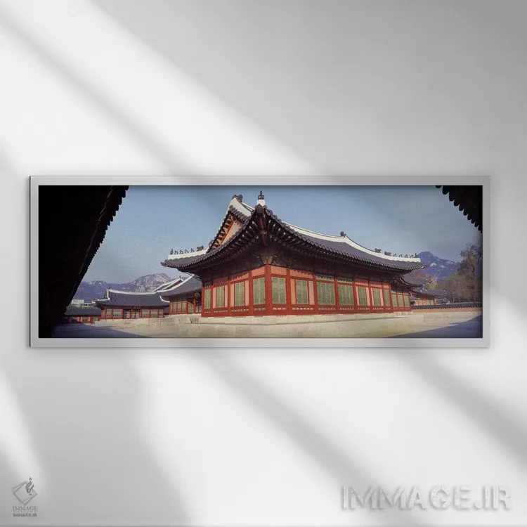تابلو Seoul, South Korea, Korea,حیاط کاخ گیونگبوک، سئول، کره جنوبی اثر پانورامیک ایمجز (استودیو عکاسی عریض) - نمای قابدار سفید