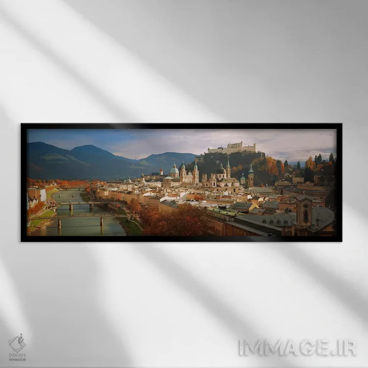 تابلو چشمانداز شهری سالزبورگ اتریش اثر پانورامیک ایمجز (استودیو عکاسی عریض) - نمای قابدار مشکی