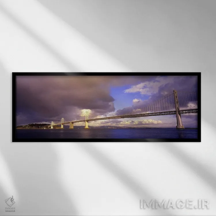 تابلو پل خلیج اوکلند، سانفرانسیسکو، کالیفرنیا، آمریکا اثر پانورامیک ایمجز (استودیو عکاسی عریض) - نمای قابدار مشکی