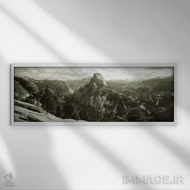 تابلو Yosemite National Park, California, USA,کوه هافدوم در حالت سیاه و سفید، پارک ملی یوسیمیتی، کالیفرنیا، آمریکا اثر پانورامیک ایمجز (استودیو عکاسی عریض) - نمای قابدار سفید