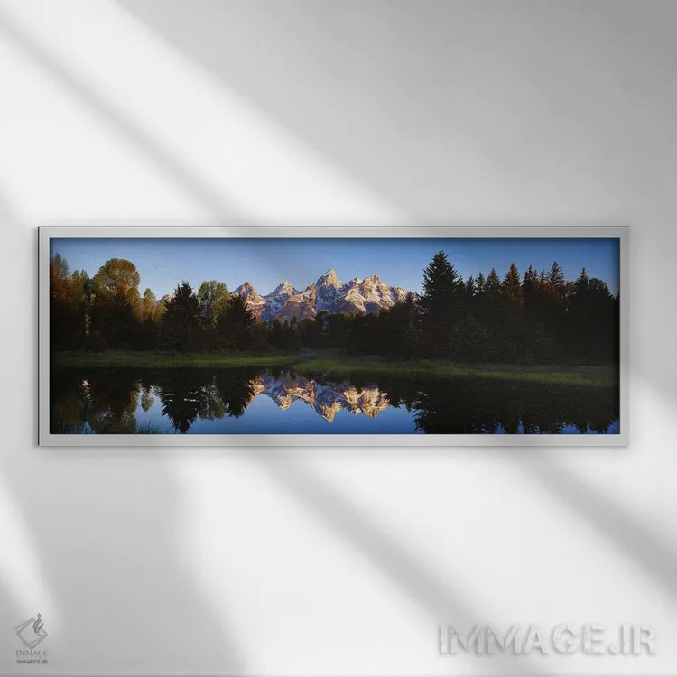 تابلو برکه سگآبی، پارک ملی گرند تیتون وایومینگ اثر پانورامیک ایمجز (استودیو عکاسی عریض) - نمای قابدار سفید