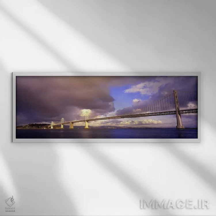 تابلو پل خلیج اوکلند، سانفرانسیسکو، کالیفرنیا، آمریکا اثر پانورامیک ایمجز (استودیو عکاسی عریض) - نمای قابدار سفید
