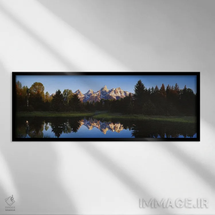 تابلو برکه سگآبی، پارک ملی گرند تیتون وایومینگ اثر پانورامیک ایمجز (استودیو عکاسی عریض) - نمای قابدار مشکی