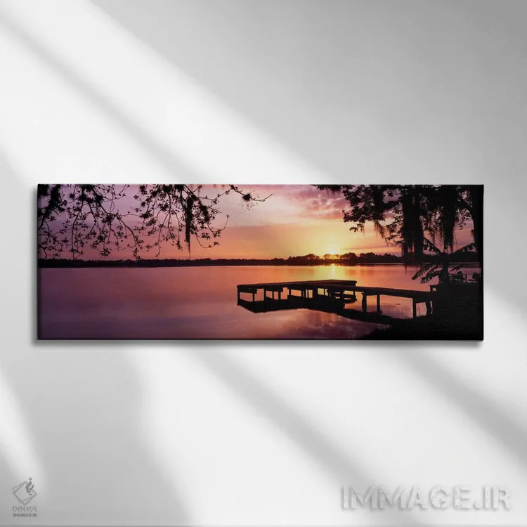 تابلو Florida, Orlando, Koa Campground, Lake Whippoorwill, Sunrise,آمریکا، فلوریدا، اورلاندو، کمپ کوآ، دریاچه ویپورویل، طلوع آفتاب اثر پانورامیک ایمجز (استودیو عکاسی عریض) - نمای روبهرو روی دیوار