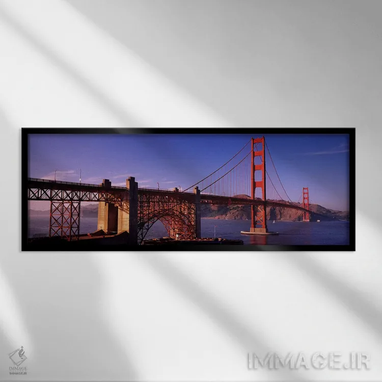 تابلو San Francisco, Marin County, California, USA,پل معلق در گرگومیش (پل گلدن گیت، سانفرانسیسکو، شهرستان مارین، کالیفرنیا، آمریکا) اثر پانورامیک ایمجز (استودیو عکاسی عریض) - نمای قابدار مشکی