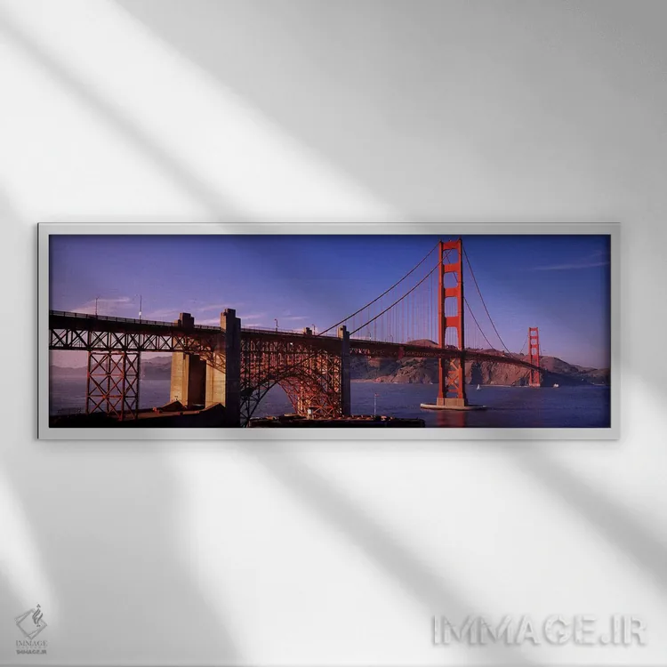 تابلو San Francisco, Marin County, California, USA,پل معلق در گرگومیش (پل گلدن گیت، سانفرانسیسکو، شهرستان مارین، کالیفرنیا، آمریکا) اثر پانورامیک ایمجز (استودیو عکاسی عریض) - نمای قابدار سفید