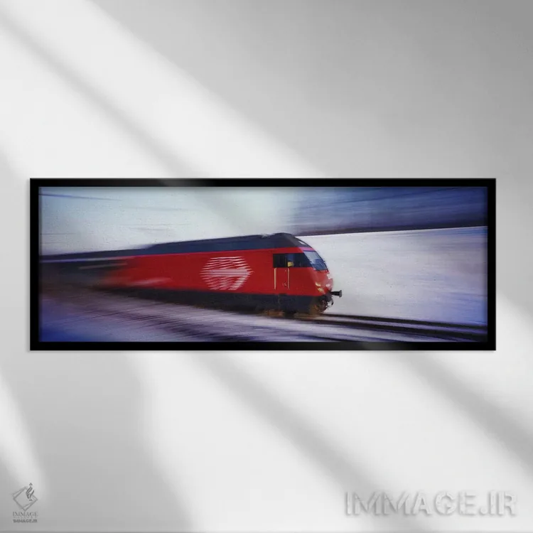 تابلو قطار SBB سوئیس اثر پانورامیک ایمجز (استودیو عکاسی عریض) - نمای قابدار مشکی