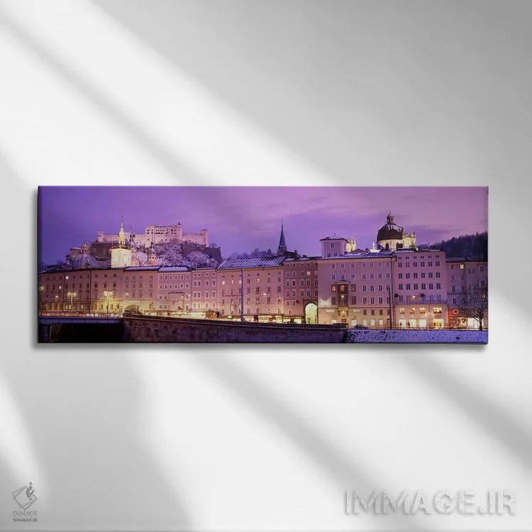 تابلو شب، سالزبورگ، اتریش اثر پانورامیک ایمجز (استودیو عکاسی عریض) - نمای روبهرو روی دیوار