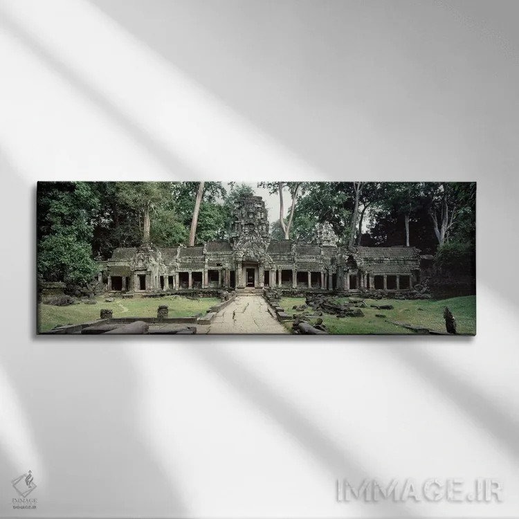 تابلو Preah Khan, Angkor Wat, Cambodia,نمای بیرونی پریه خان، انگکور وات، کامبوج اثر پانورامیک ایمجز (استودیو عکاسی عریض) - نمای روبهرو روی دیوار