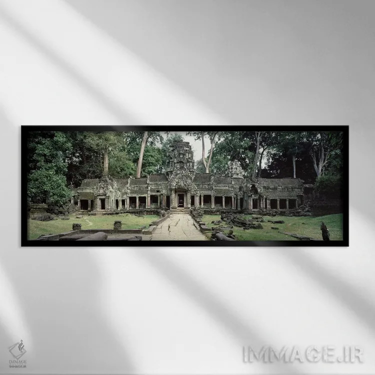 تابلو Preah Khan, Angkor Wat, Cambodia,نمای بیرونی پریه خان، انگکور وات، کامبوج اثر پانورامیک ایمجز (استودیو عکاسی عریض) - نمای قابدار مشکی