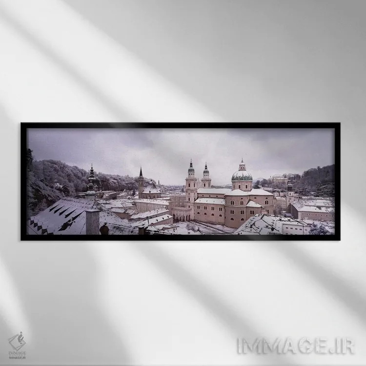 تابلو گنبد سالزبورگ اتریش اثر پانورامیک ایمجز (استودیو عکاسی عریض) - نمای قابدار مشکی