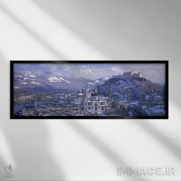 تابلو Salzburg, Austria,چشمانداز زمستانی از بخش آلتشتات (شهر قدیمی)، سالزبورگ، اتریش اثر پانورامیک ایمجز (استودیو عکاسی عریض) - نمای قابدار مشکی