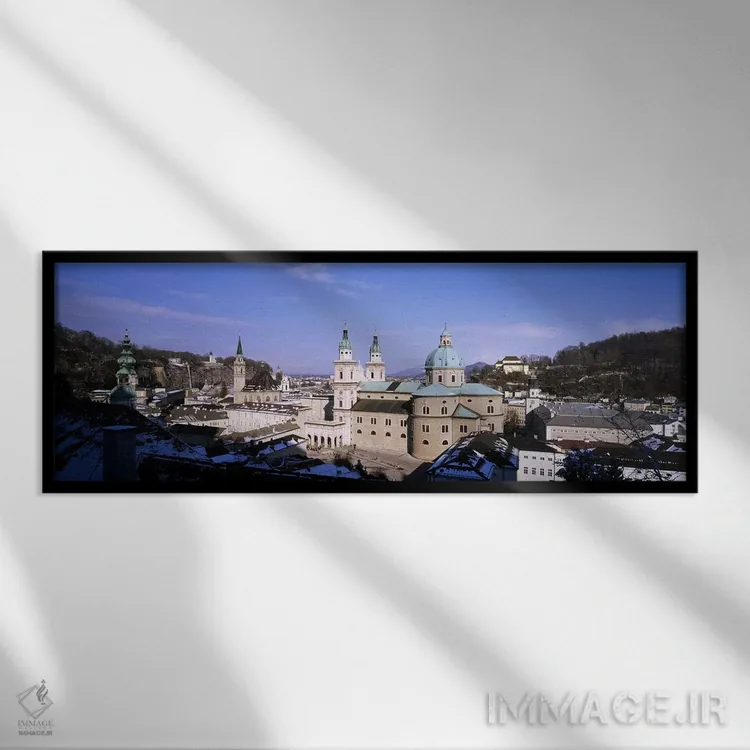 تابلو گنبد سالزبورگ اتریش اثر پانورامیک ایمجز (استودیو عکاسی عریض) - نمای قابدار مشکی