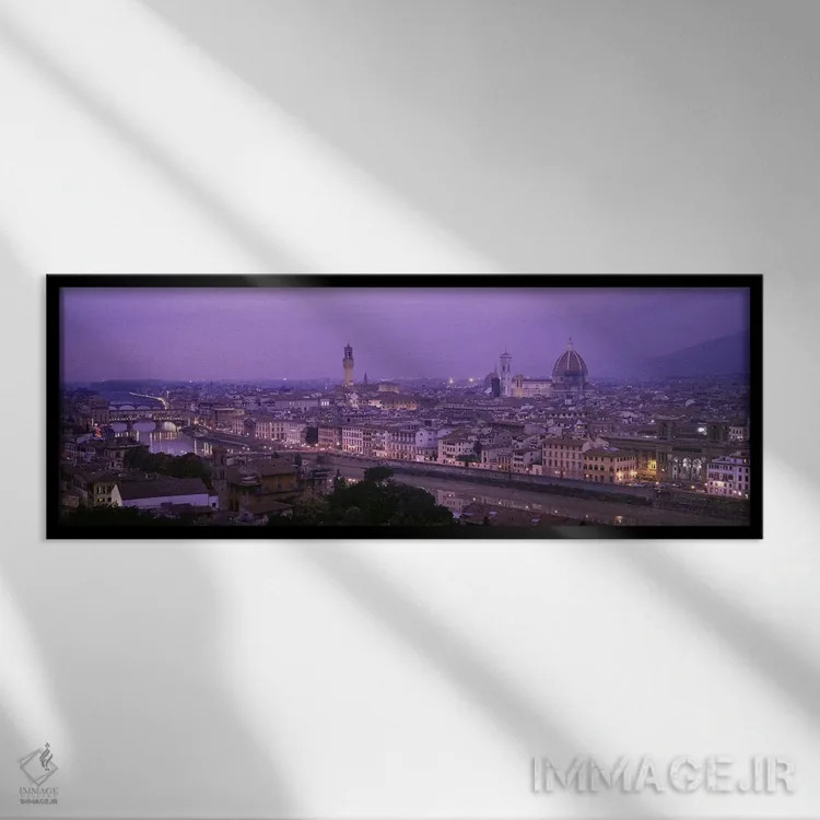 تابلو Florence, Tuscany, Italy,چشمانداز شهری در گرگومیش، فلورانس، توسکانی، ایتالیا اثر پانورامیک ایمجز (استودیو عکاسی عریض) - نمای قابدار مشکی