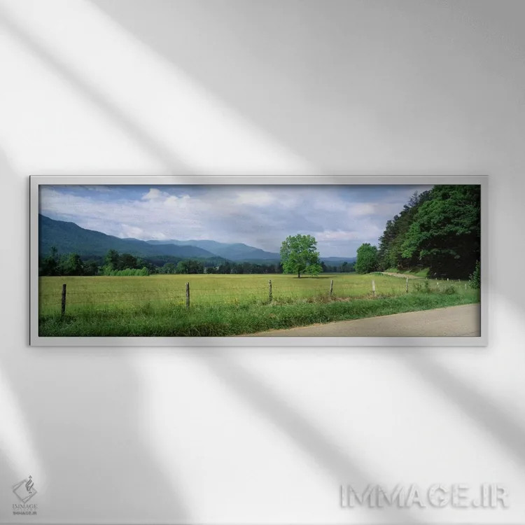تابلو Cades Cove, Great Smoky Mountains National Park, Tennessee, USA,چشمانداز دره، کیدز کوو، پارک ملی کوههای اسموکی بزرگ، تنسی، آمریکا اثر پانورامیک ایمجز (استودیو عکاسی عریض) - نمای قابدار سفید