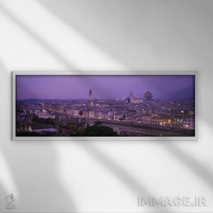 تابلو Florence, Tuscany, Italy,چشمانداز شهری در گرگومیش، فلورانس، توسکانی، ایتالیا اثر پانورامیک ایمجز (استودیو عکاسی عریض) - نمای قابدار سفید
