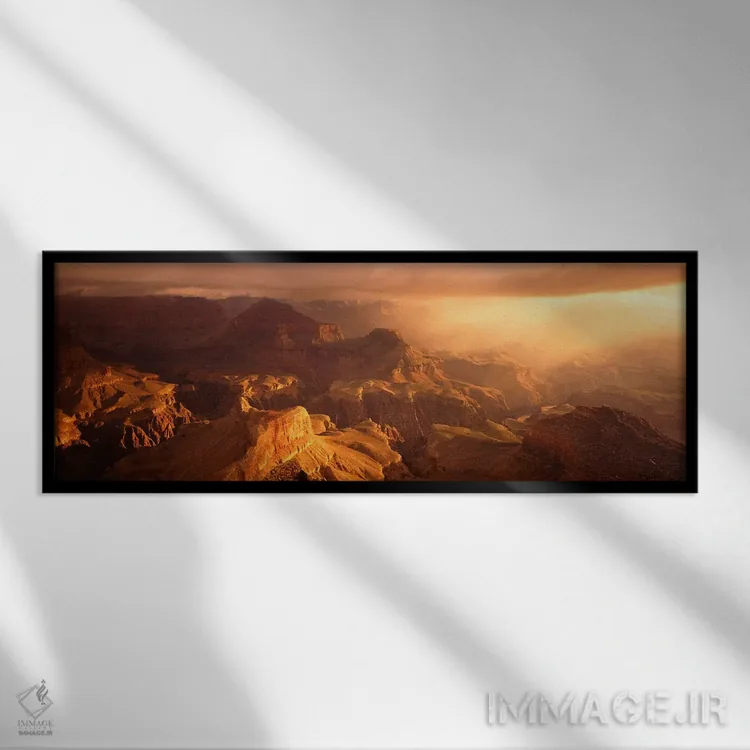 تابلو طلوع آفتاب از هوپی پوینت، گرند کانیون، آریزونا اثر پانورامیک ایمجز (استودیو عکاسی عریض) - نمای قابدار مشکی