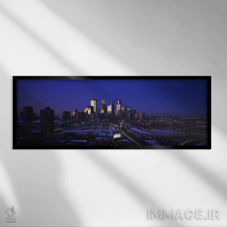 تابلو Minnesota, USA,آسمانخراشها در گرگومیش، مینیاپولیس، مینهسوتا، آمریکا اثر پانورامیک ایمجز (استودیو عکاسی عریض) - نمای قابدار مشکی