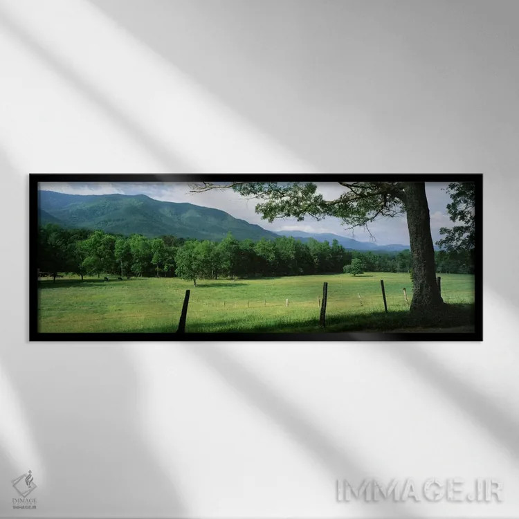 تابلو Cades Cove, Great Smoky Mountains National Park, Tennessee, USA,مرغزار تقسیمبندی شده، کیدز کوو، پارک ملی کوههای اسموکی بزرگ، تنسی، آمریکا اثر پانورامیک ایمجز (استودیو عکاسی عریض) - نمای قابدار مشکی