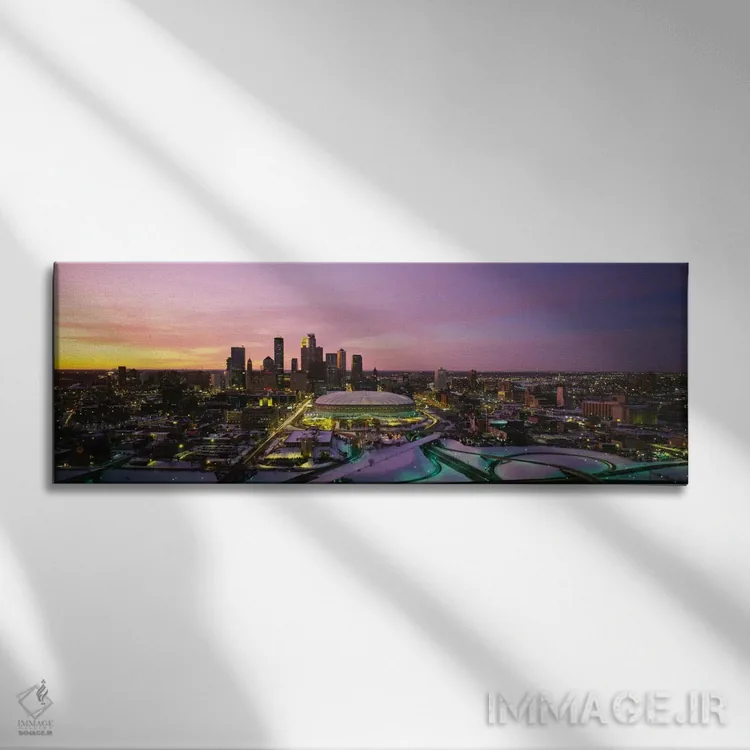 تابلو Minnesota, USA,آسمانخراشهای روشن در غروب، مینیاپولیس، مینهسوتا، آمریکا اثر پانورامیک ایمجز (استودیو عکاسی عریض) - نمای روبهرو روی دیوار