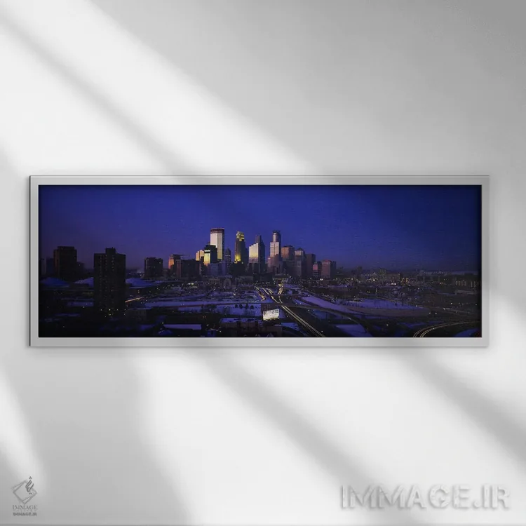 تابلو Minnesota, USA,آسمانخراشها در گرگومیش، مینیاپولیس، مینهسوتا، آمریکا اثر پانورامیک ایمجز (استودیو عکاسی عریض) - نمای قابدار سفید