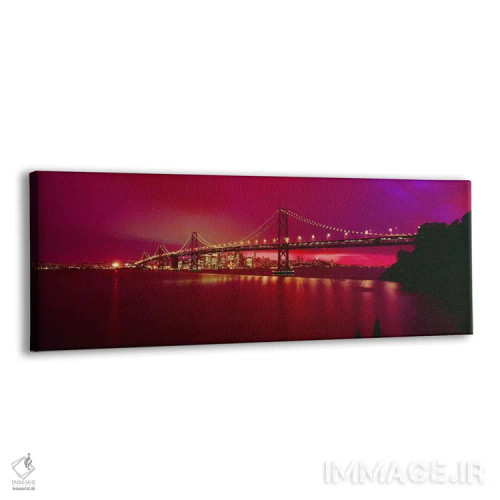 تابلو San Francisco, California, USA,پل معلق روشن در شب (پل بیبریج)، سانفرانسیسکو، کالیفرنیا، آمریکا اثر پانورامیک ایمجز (استودیو عکاسی عریض) - نمای پرسپکتیو محصول