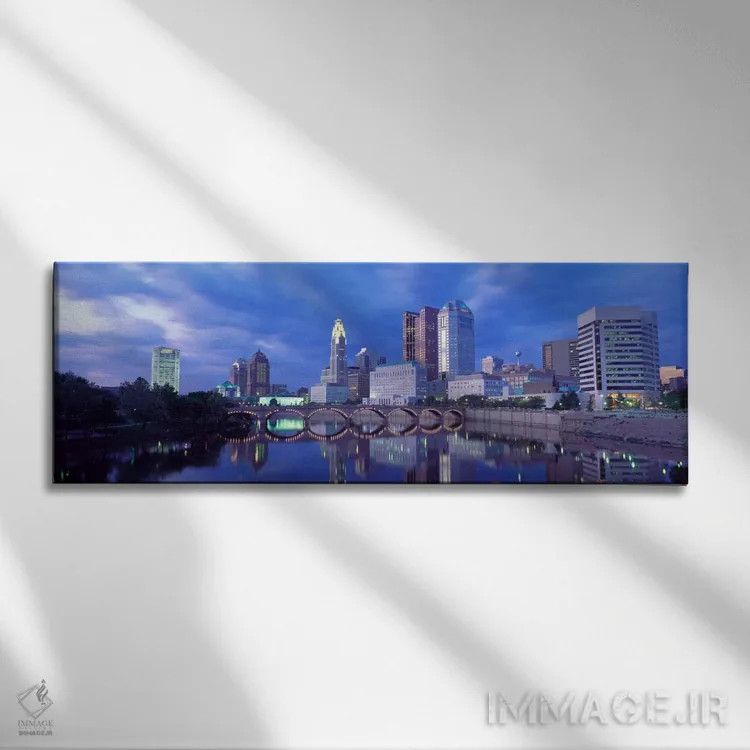 تابلو Ohio, Columbus, Scioto River,آمریکا، اوهایو، کلمبوس، رود سایوتو اثر پانورامیک ایمجز (استودیو عکاسی عریض) - نمای روبهرو روی دیوار