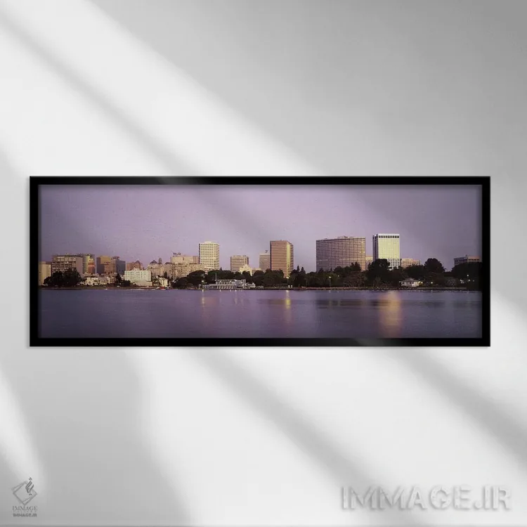 تابلو Lake Merritt, Oakland, California, USA,انعکاس آسمانخراشها در دریاچه، دریاچه مریت، اوکلند، کالیفرنیا، آمریکا اثر پانورامیک ایمجز (استودیو عکاسی عریض) - نمای قابدار مشکی
