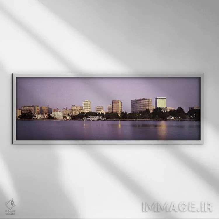 تابلو Lake Merritt, Oakland, California, USA,انعکاس آسمانخراشها در دریاچه، دریاچه مریت، اوکلند، کالیفرنیا، آمریکا اثر پانورامیک ایمجز (استودیو عکاسی عریض) - نمای قابدار سفید