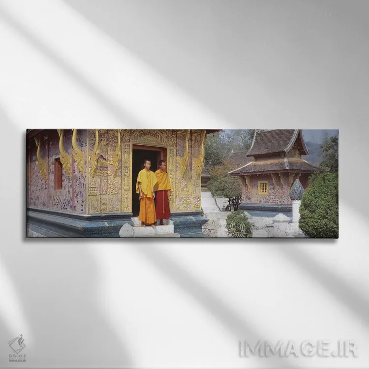 تابلو راهبان، معبد سیین تونگ، لوآنگ پرابانگ، لائوس اثر پانورامیک ایمجز (استودیو عکاسی عریض) - نمای روبهرو روی دیوار