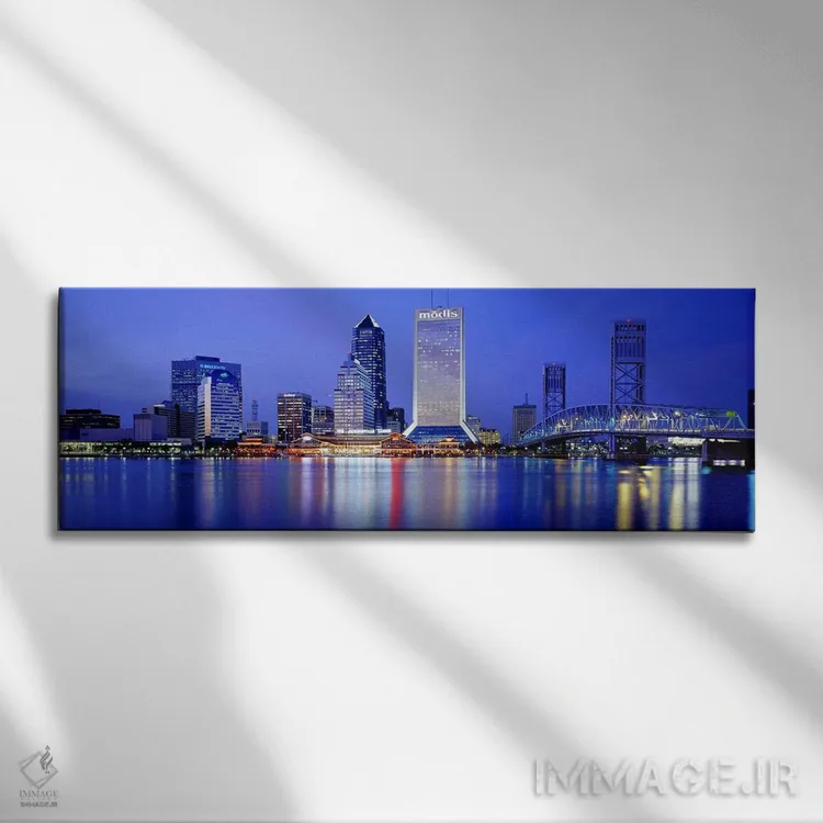 تابلو Jacksonville, Florida, USA,شب، جکسونویل، فلوریدا، آمریکا اثر پانورامیک ایمجز (استودیو عکاسی عریض) - نمای روبهرو روی دیوار