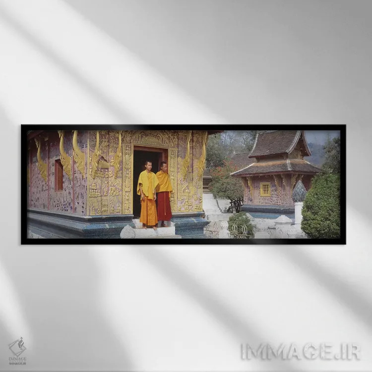 تابلو راهبان، معبد سیین تونگ، لوآنگ پرابانگ، لائوس اثر پانورامیک ایمجز (استودیو عکاسی عریض) - نمای قابدار مشکی