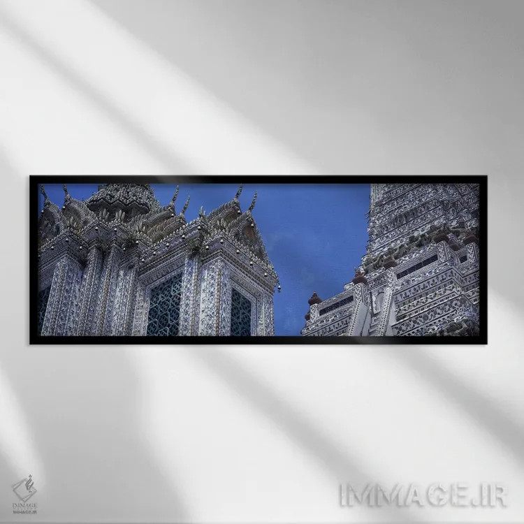 تابلو جزئیات معبد وات آرون، بانکوک، تایلند اثر پانورامیک ایمجز (استودیو عکاسی عریض) - نمای قابدار مشکی