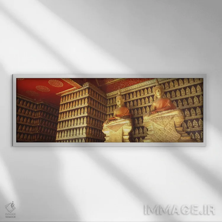 تابلو بوداها، معبد سیین تونگ، لوآنگ پرابانگ، لائوس اثر پانورامیک ایمجز (استودیو عکاسی عریض) - نمای قابدار سفید