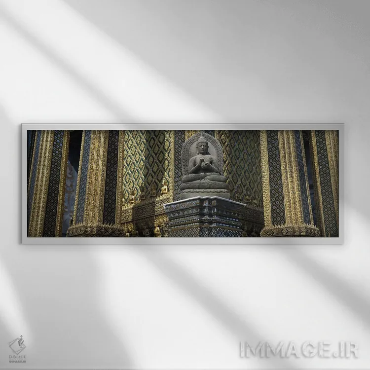تابلو Wat Phra Keo, Bangkok, Thailand,بودای زمردی، وات پرا کئو، بانکوک، تایلند اثر پانورامیک ایمجز (استودیو عکاسی عریض) - نمای قابدار سفید