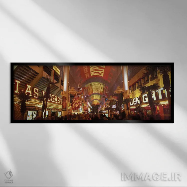 تابلو تجربه خیابان فریمانت، لاس وگاس، نوادا، آمریکا (شماره ۳) اثر پانورامیک ایمجز (استودیو عکاسی عریض) - نمای قابدار مشکی