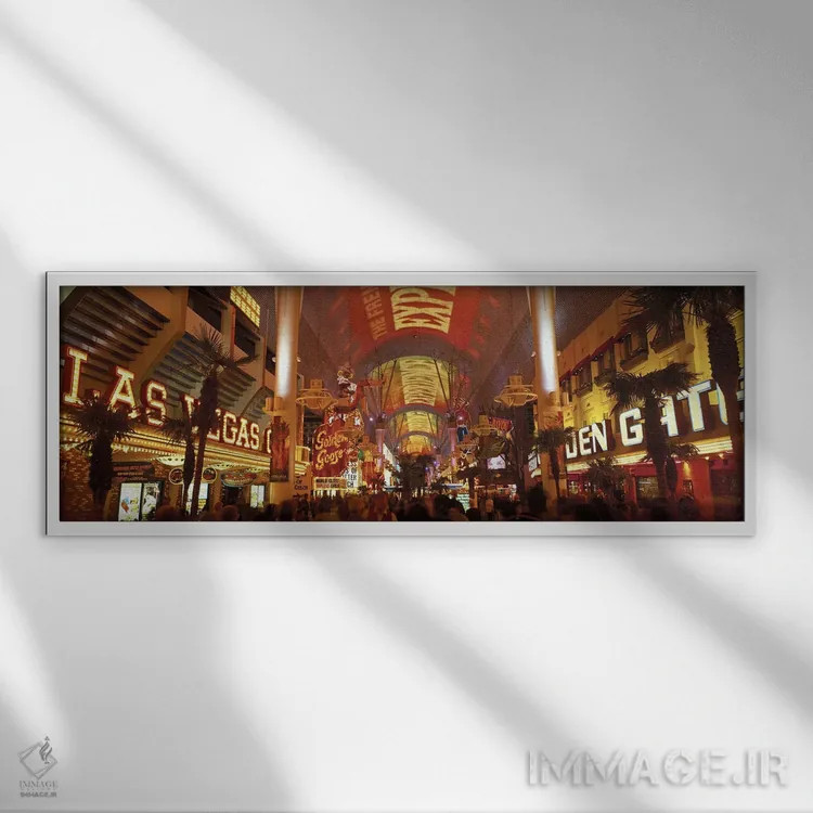تابلو تجربه خیابان فریمانت، لاس وگاس، نوادا، آمریکا (شماره ۳) اثر پانورامیک ایمجز (استودیو عکاسی عریض) - نمای قابدار سفید