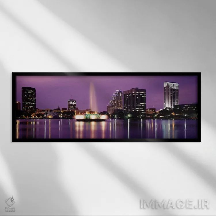 تابلو Orlando, Florida, USA,نمایی از افق شهر در شب، اورلاندو، فلوریدا، آمریکا اثر پانورامیک ایمجز (استودیو عکاسی عریض) - نمای قابدار مشکی