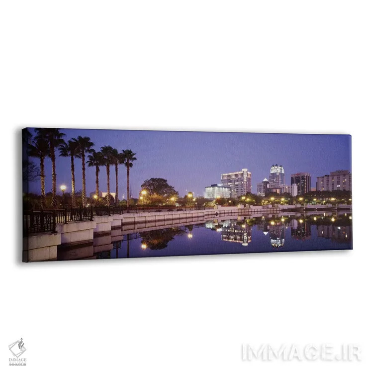 تابلو Lake Luceme, Orlando, Florida, USA,انعکاس ساختمانها در دریاچه، دریاچه لوکیم، اورلاندو، فلوریدا، آمریکا اثر پانورامیک ایمجز (استودیو عکاسی عریض) - نمای پرسپکتیو محصول