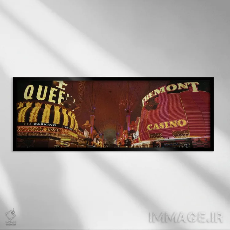 تابلو تجربه خیابان فریمانت، لاس وگاس، نوادا، آمریکا (شماره ۴) اثر پانورامیک ایمجز (استودیو عکاسی عریض) - نمای قابدار مشکی