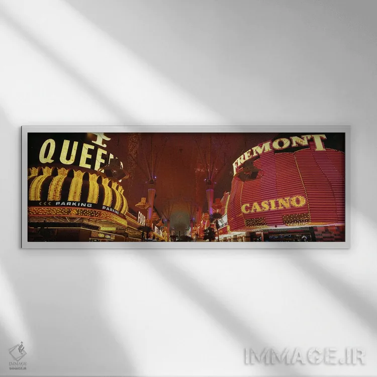 تابلو تجربه خیابان فریمانت، لاس وگاس، نوادا، آمریکا (شماره ۴) اثر پانورامیک ایمجز (استودیو عکاسی عریض) - نمای قابدار سفید