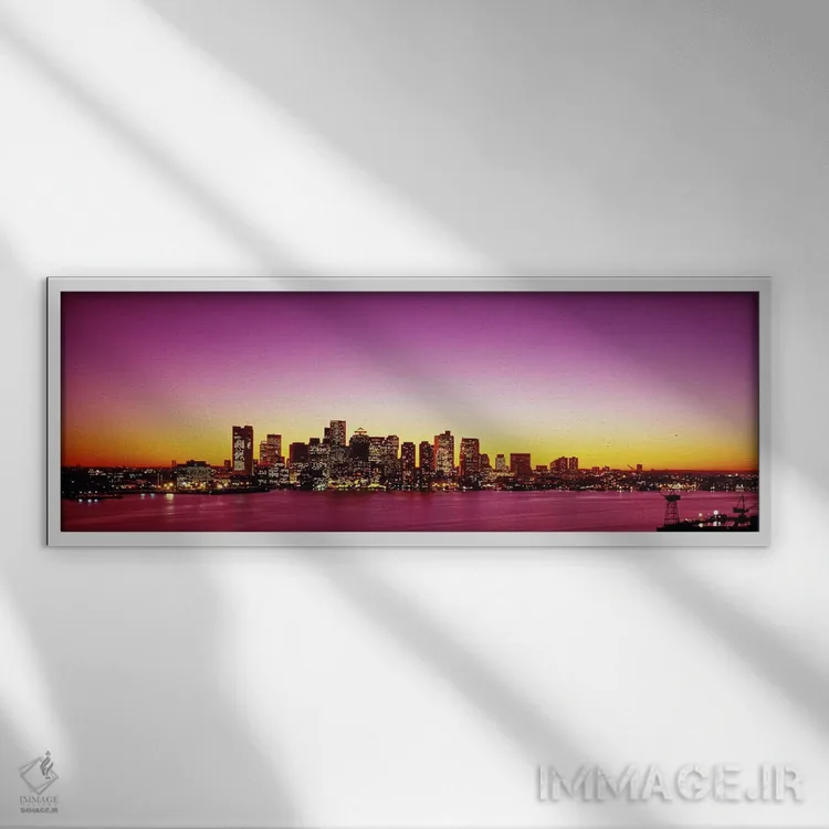 تابلو Boston, Massachusetts, USA,غروب آفتاب، بوستون، ماساچوست، آمریکا اثر پانورامیک ایمجز (استودیو عکاسی عریض) - نمای قابدار سفید