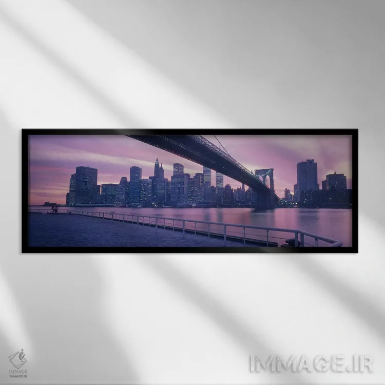 تابلو پل بروکلین، نیویورک، نیویورک اثر پانورامیک ایمجز (استودیو عکاسی عریض) - نمای قابدار مشکی