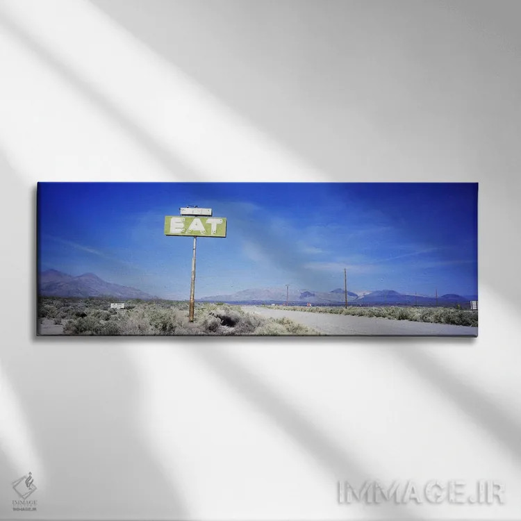 تابلو Highway 395, California, USA,تابلوی قدیمی یک کافه، بزرگراه ۳۹۵، کالیفرنیا، آمریکا اثر پانورامیک ایمجز (استودیو عکاسی عریض) - نمای روبهرو روی دیوار