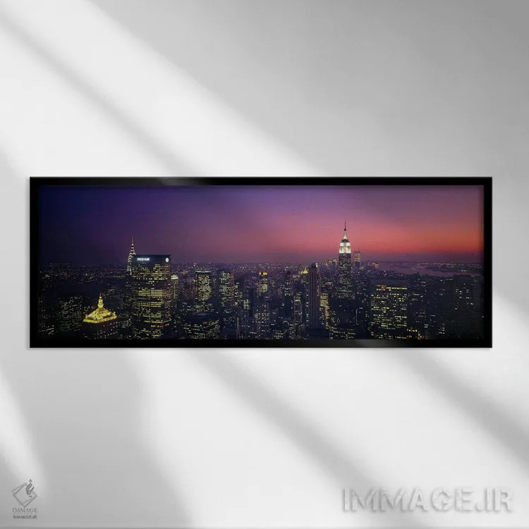 تابلو Aerial, NYC, New York City, New York State, USA,گرگومیش، نمای هوایی، نیویورک سیتی، ایالت نیویورک، آمریکا اثر پانورامیک ایمجز (استودیو عکاسی عریض) - نمای قابدار مشکی
