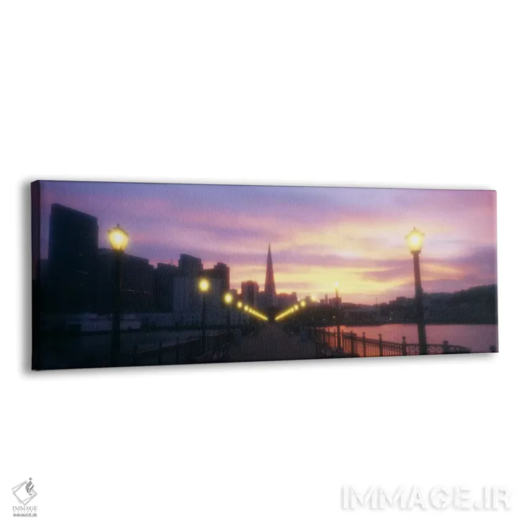 تابلو California, USA,فانوسهای روشن در یک اسکله، سانفرانسیسکو، کالیفرنیا، آمریکا اثر پانورامیک ایمجز (استودیو عکاسی عریض) - نمای پرسپکتیو محصول