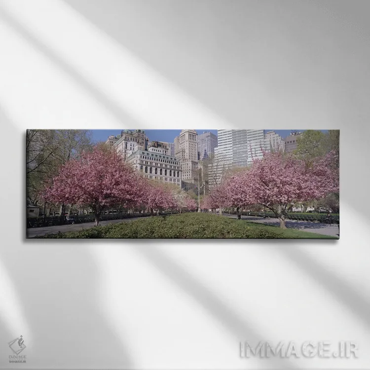 تابلو Battery Park, New York City, New York, USA,درختان گیلاس، پارک باتری، نیویورک سیتی، نیویورک، آمریکا اثر پانورامیک ایمجز (استودیو عکاسی عریض) - نمای روبهرو روی دیوار