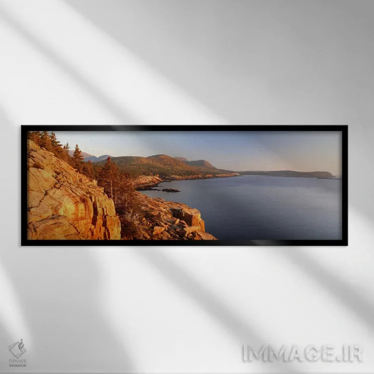 تابلو Mount Desert Island, Acadia National Park, Maine, USA,چشمانداز ساحلی، جزیره مانت دیزرت، پارک ملی آکادیا، مین، آمریکا اثر پانورامیک ایمجز (استودیو عکاسی عریض) - نمای قابدار مشکی